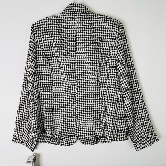 NEW Vintage brown cream houndstooth check button preppy office blazer 14W - Picture 8 of 8
